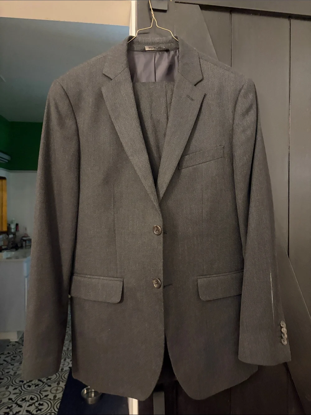 Banana Republic Men's Charcoal Gray Two-Button Suit Jacket and Pants set